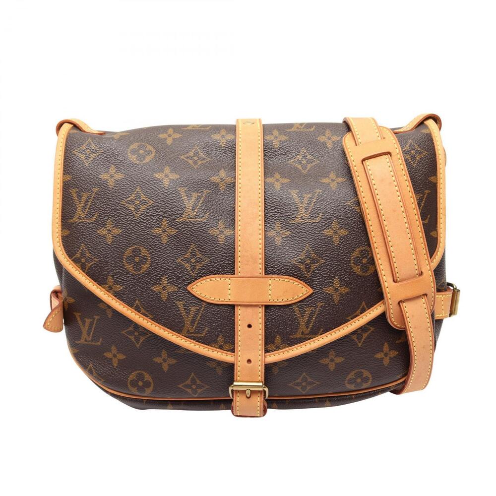 Louis Vuitton Saumur Shoulder Bag Canvas Leather Monogram Brown